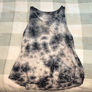 American Eagle Outfitters Black and White Tie-Dye Tank Top